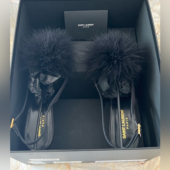 Mae Slingback Sandals In Crepe Satin With Feathers - Picture 11 of 11